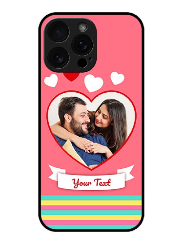 Custom iPhone 16 Pro Max Custom Glass Phone Case - Love Shapes Doodle Design