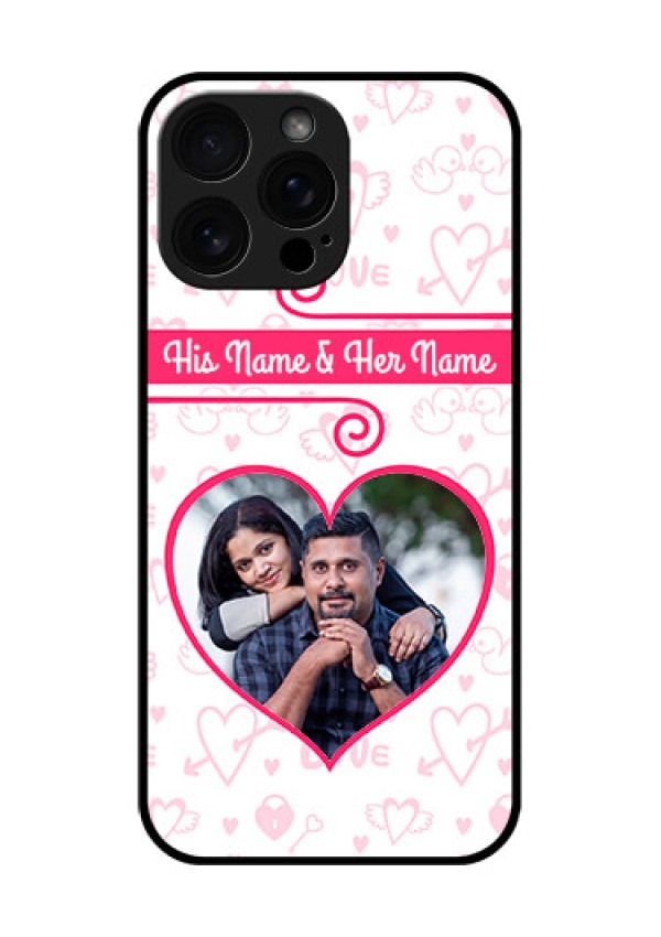 iPhone 16 Pro Max Custom Glass Phone Case - Heart Shape Love Design