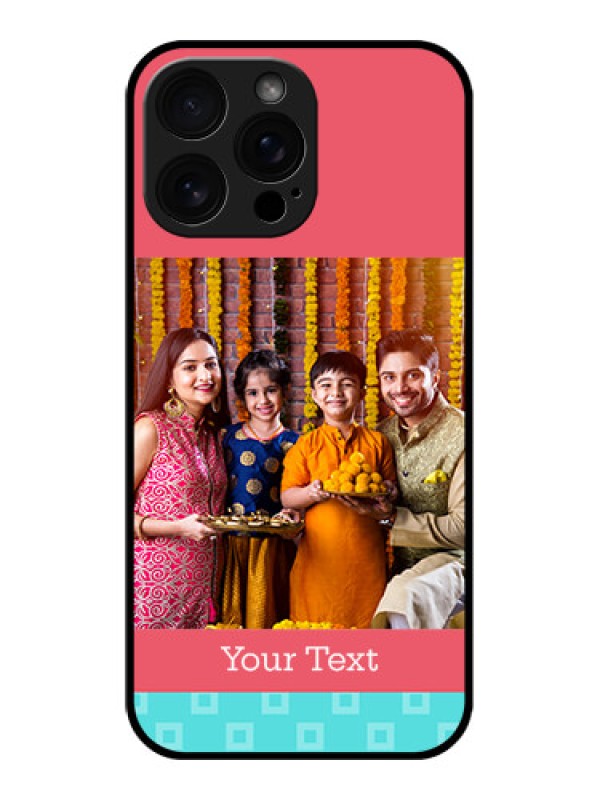 Custom iPhone 16 Pro Max Custom Glass Phone Case - Peach and Blue Color Design