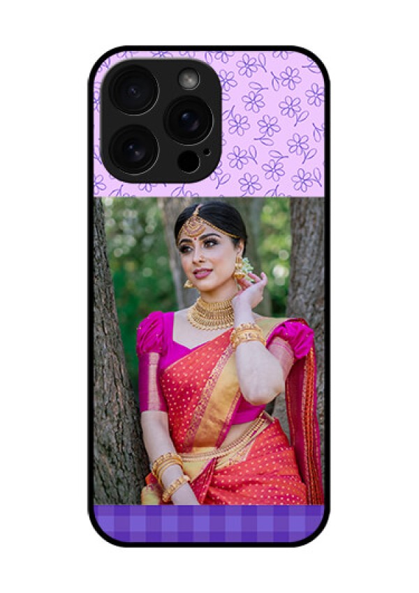 iPhone 16 Pro Max Custom Glass Phone Case - Purple Floral Design