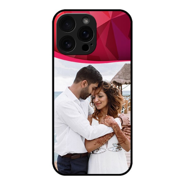 iPhone 16 Pro Max Custom Glass Phone Case - Red Abstract Design