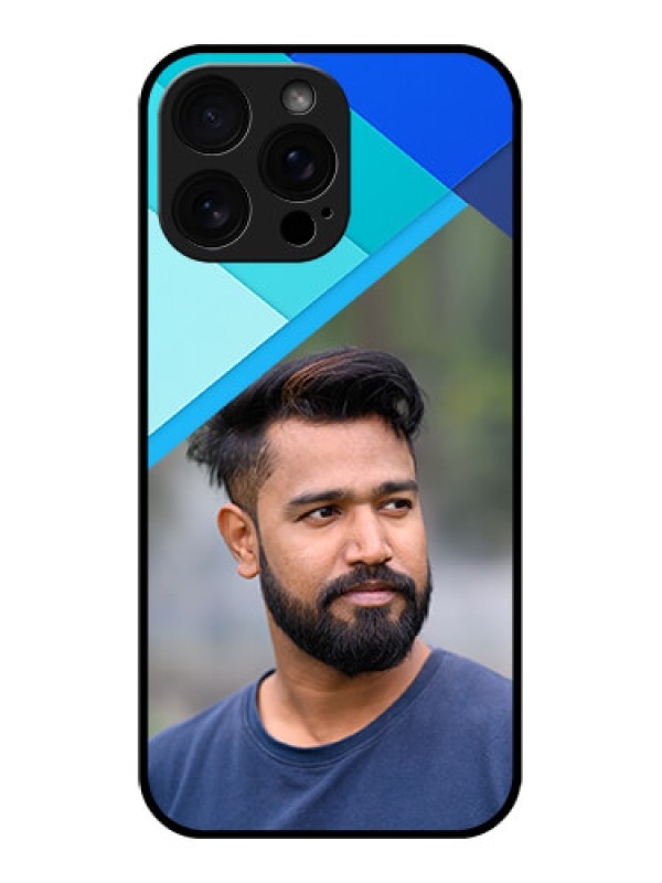 Custom iPhone 16 Pro Max Custom Glass Phone Case - Blue Pattern Design