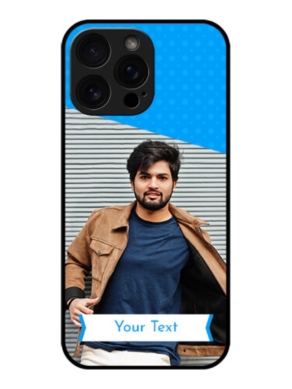 Custom iPhone 16 Pro Max Custom Glass Phone Case - Simple Blue Color Design