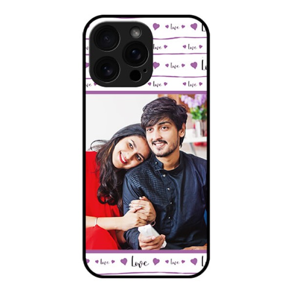 iPhone 16 Pro Max Custom Glass Phone Case - Couples Heart Design