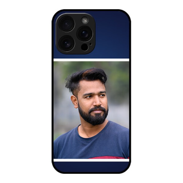 iPhone 16 Pro Max Custom Glass Phone Case - Simple Royal Blue Design iPhone 16 Pro Max Custom Glass Phone Case - Simple Royal Blue Design