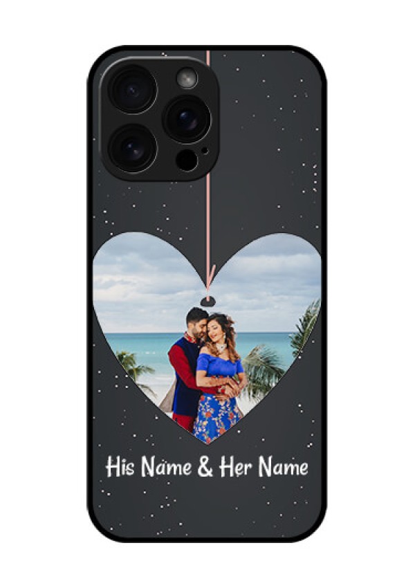 iPhone 16 Pro Max Custom Glass Phone Case - Hanging Heart Design