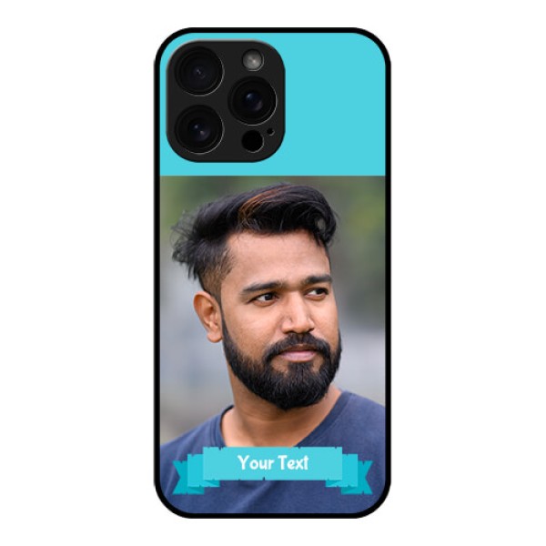 iPhone 16 Pro Max Custom Glass Phone Case - Blue Color Design