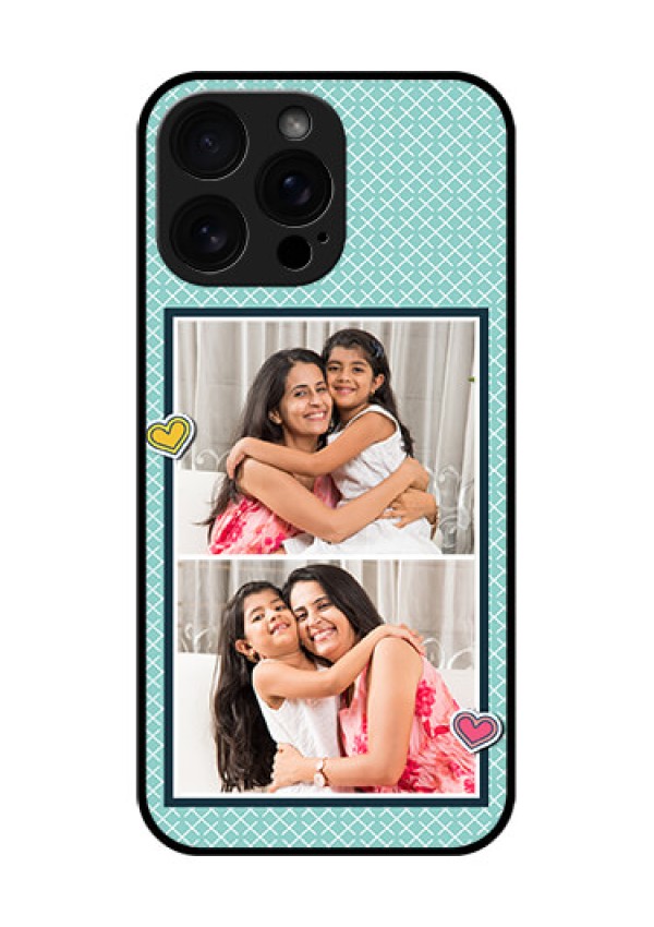 iPhone 16 Pro Max Custom Glass Phone Case - 2 Image Holder With Pattern Design