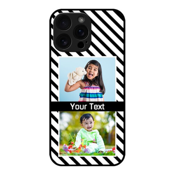 iPhone 16 Pro Max Custom Glass Phone Case - Black And White Stripes Design