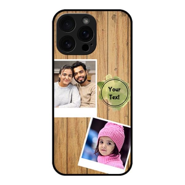 iPhone 16 Pro Max Custom Glass Phone Case - Wooden Texture Design