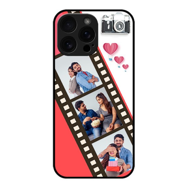 iPhone 16 Pro Max Custom Glass Phone Case - 3 Image Holder With Film Reel iPhone 16 Pro Max Custom Glass Phone Case - 3 Image Holder With Film Reel