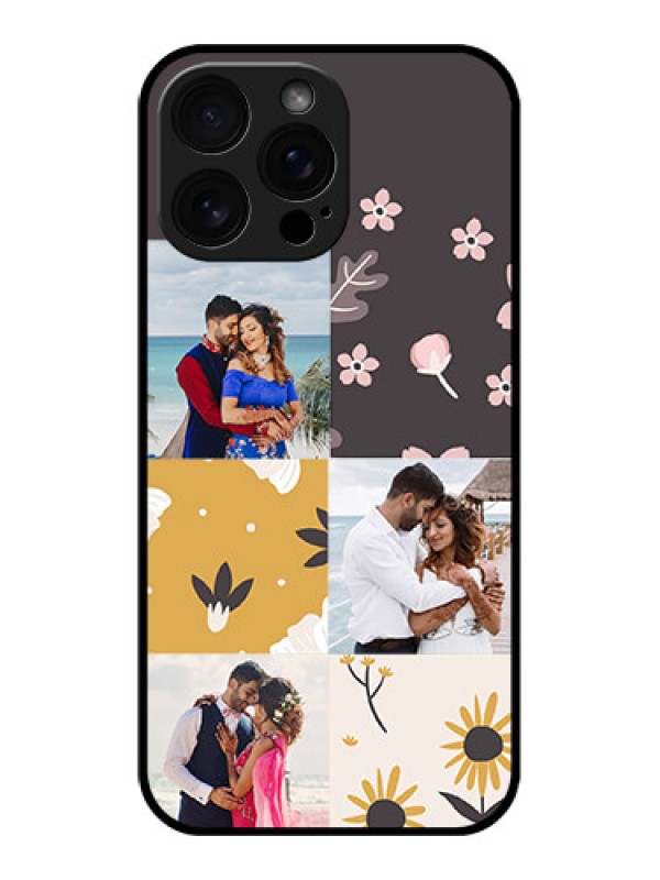 Custom iPhone 16 Pro Max Custom Glass Phone Case - 3 Images With Floral Design