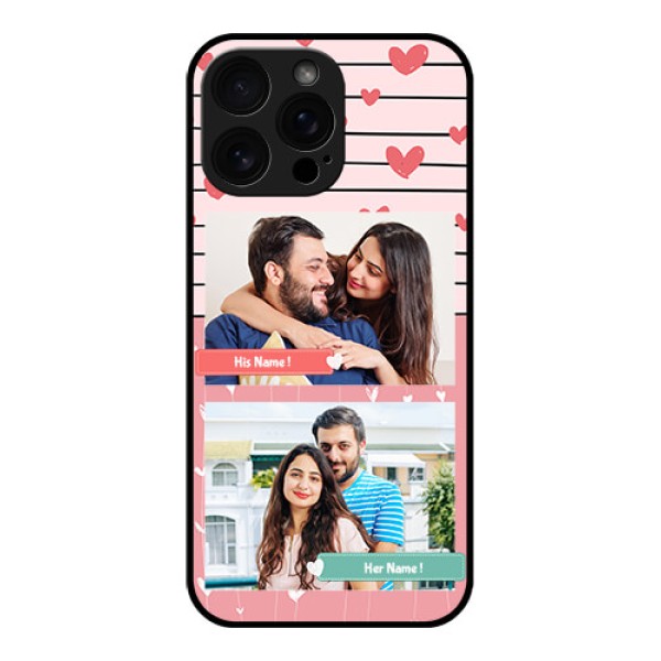 iPhone 16 Pro Max Custom Glass Phone Case - Photo With Heart Design