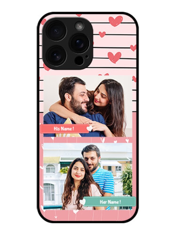Custom iPhone 16 Pro Max Custom Glass Phone Case - Photo With Heart Design