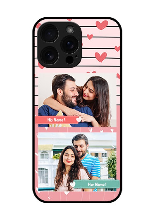 iPhone 16 Pro Max Custom Glass Phone Case - Photo With Heart Design