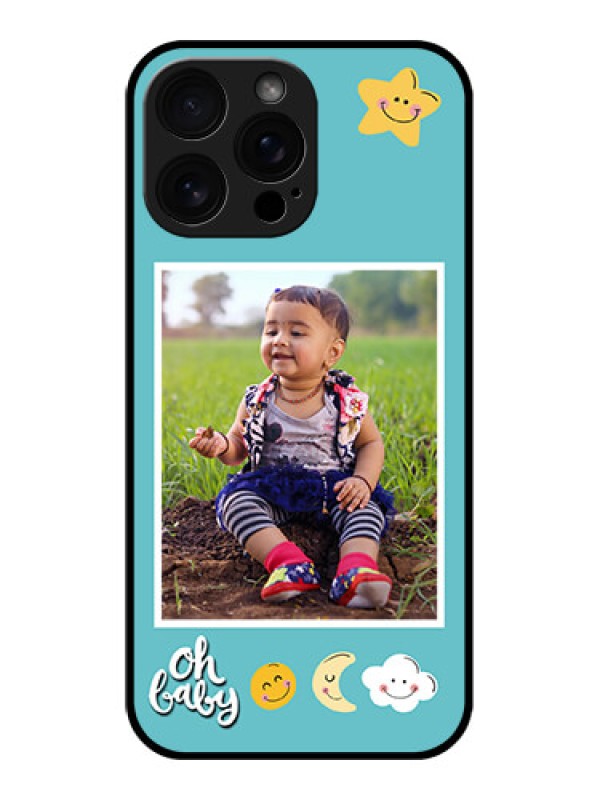 Custom iPhone 16 Pro Max Custom Glass Phone Case - Smiley Kids Stars Design