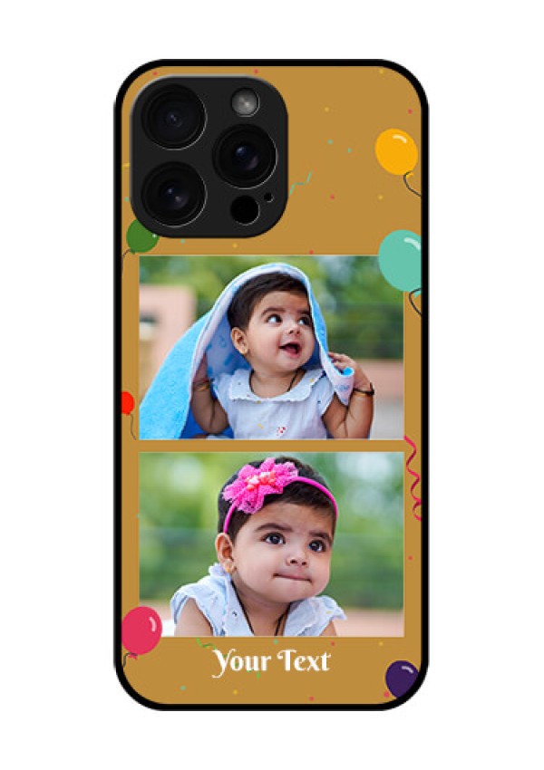 iPhone 16 Pro Max Custom Glass Phone Case - Image Holder With Birthday Celebrations Design
