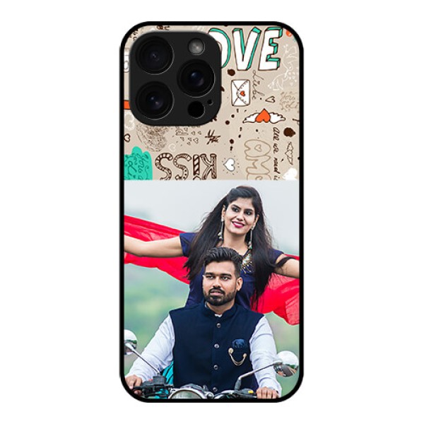 iPhone 16 Pro Max Custom Glass Phone Case - Love Doodle Pattern