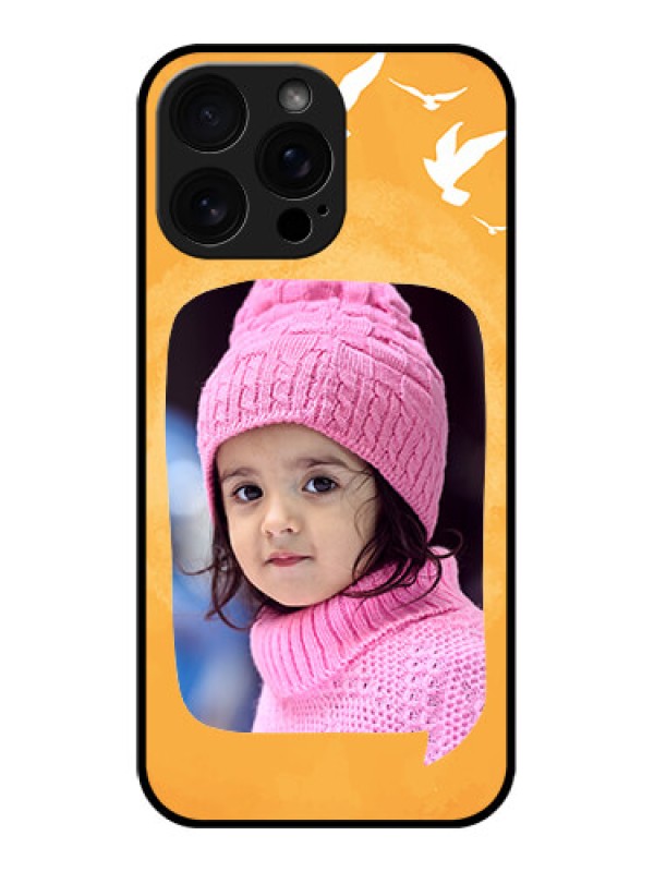 Custom iPhone 16 Pro Max Custom Glass Phone Case - Water Color Design With Bird Icons