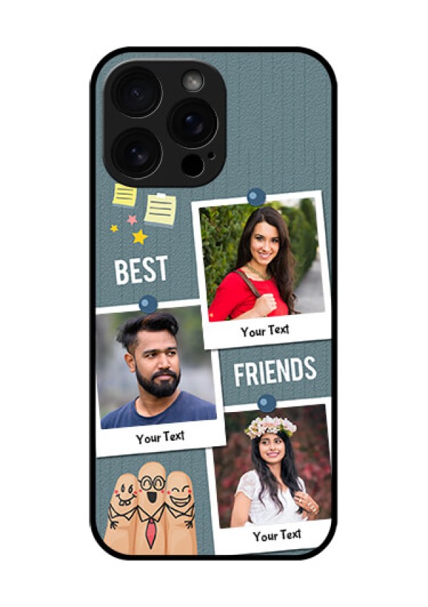 iPhone 16 Pro Max Custom Glass Phone Case - Sticky Frames And Friendship Design
