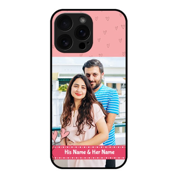 iPhone 16 Pro Max Custom Glass Phone Case - Love Design Peach Color