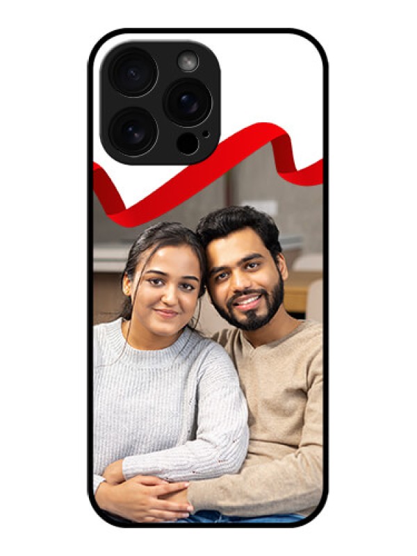 Custom iPhone 16 Pro Max Custom Glass Phone Case - Red Ribbon Frame Design