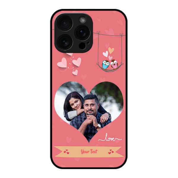 iPhone 16 Pro Max Custom Glass Phone Case - Peach Color Love Design