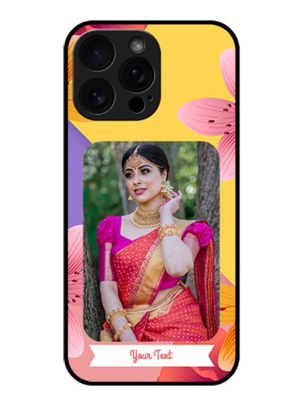 Custom iPhone 16 Pro Max Custom Glass Phone Case - 3 Image With Vintage Floral Design