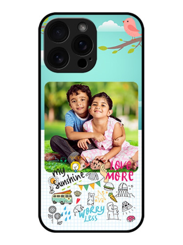 Custom iPhone 16 Pro Max Custom Glass Phone Case - Doodle Love Design