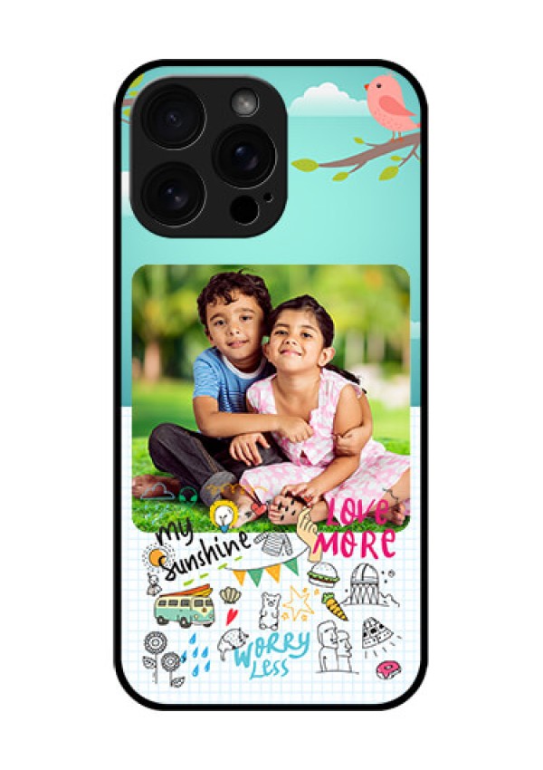 iPhone 16 Pro Max Custom Glass Phone Case - Doodle Love Design