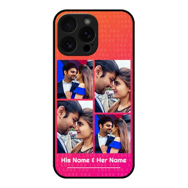 iPhone 16 Pro Max Custom Glass Phone Case - I Love You Pink Design