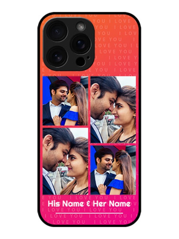 Custom iPhone 16 Pro Max Custom Glass Phone Case - I Love You Pink Design