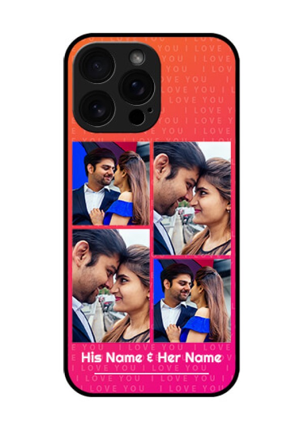 iPhone 16 Pro Max Custom Glass Phone Case - I Love You Pink Design