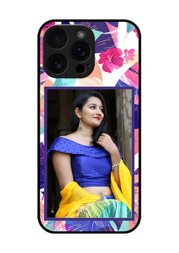 iPhone 16 Pro Max Custom Glass Phone Case - Abstract Floral Design
