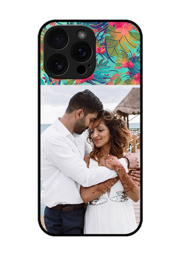 iPhone 16 Pro Max Custom Glass Phone Case - Watercolor Floral Design