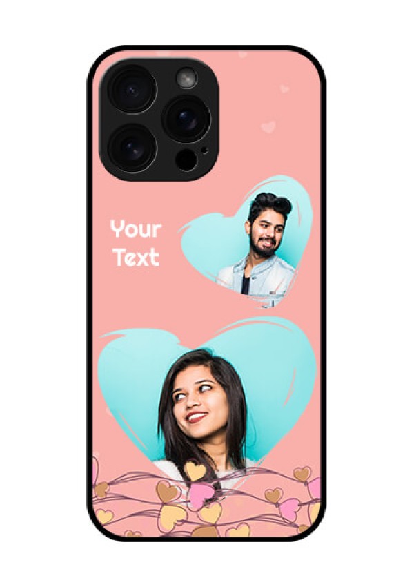 iPhone 16 Pro Max Custom Glass Phone Case - Love Doodle Design