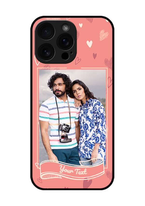 iPhone 16 Pro Max Custom Glass Phone Case - Love Doodle Art Design