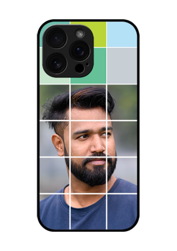 iPhone 16 Pro Max Custom Glass Phone Case - With White Box Pattern