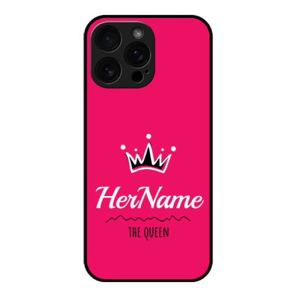 iPhone 16 Pro Max Custom Glass Phone Case - Queen With Name Design iPhone 16 Pro Max Custom Glass Phone Case - Queen With Name Design