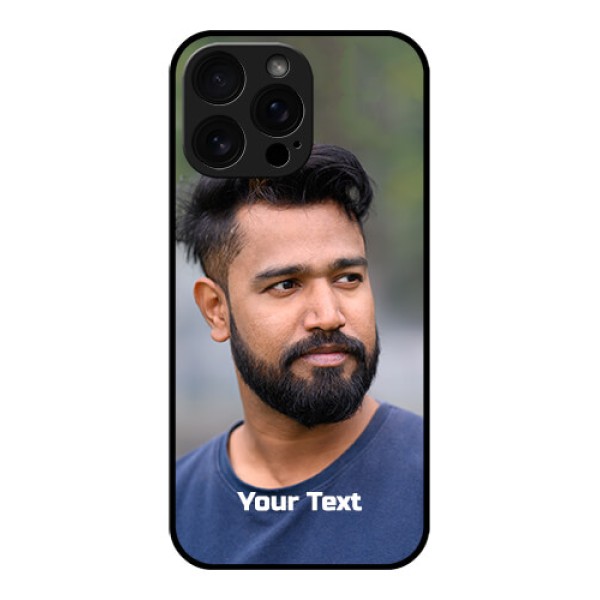 iPhone 16 Pro Max Custom Glass Phone Case - Photo With Text Design