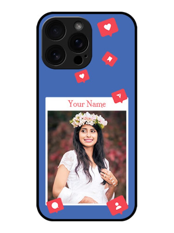 Custom iPhone 16 Pro Max Custom Glass Phone Case - Like Share And Comment Design