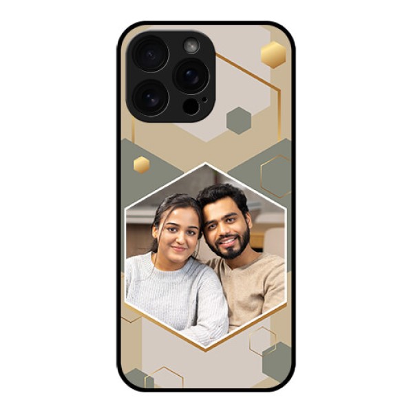iPhone 16 Pro Max Custom Glass Phone Case - Stylish Hexagon Pattern Design iPhone 16 Pro Max Custom Glass Phone Case - Stylish Hexagon Pattern Design