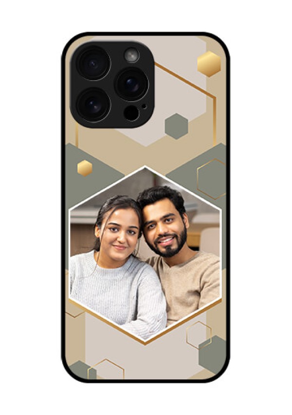 iPhone 16 Pro Max Custom Glass Phone Case - Stylish Hexagon Pattern Design