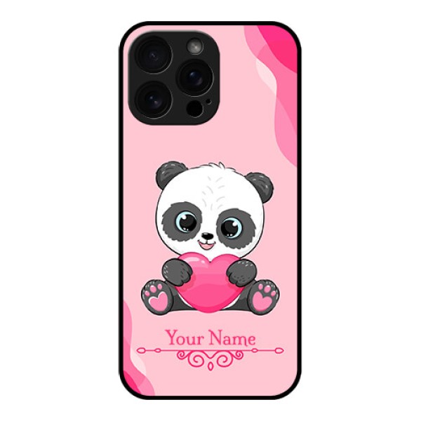 iPhone 16 Pro Max Custom Glass Phone Case - Cute Panda Design