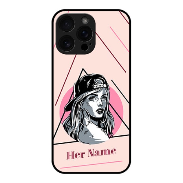 iPhone 16 Pro Max Custom Glass Phone Case - Rockstar Girl Design