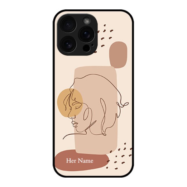 iPhone 16 Pro Max Custom Glass Phone Case - Calm Woman Line Art Design iPhone 16 Pro Max Custom Glass Phone Case - Calm Woman Line Art Design