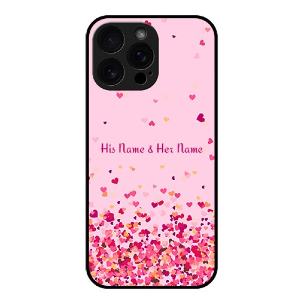 iPhone 16 Pro Max Custom Glass Phone Case - Floating Hearts Design