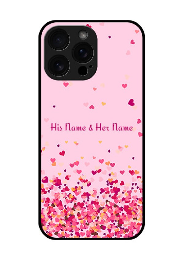 iPhone 16 Pro Max Custom Glass Phone Case - Floating Hearts Design
