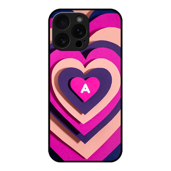 iPhone 16 Pro Max Custom Glass Phone Case - Cute Heart Pattern Design