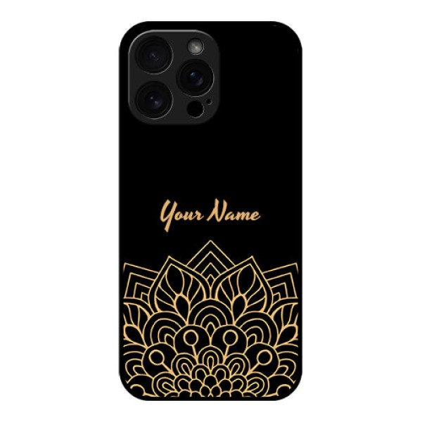 iPhone 16 Pro Max Custom Glass Phone Case - Golden Mandala Design